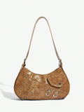 Trendy Retro Y2K Hobo Bag for Women - Chic Shoulder Bag with Rivets and Versatile Style is a stylish choice for women who want a fashion-forward accessory that works well for everyday outings, casual plans, and statement styling.