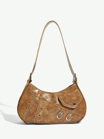 Trendy Retro Y2K Hobo Bag for Women - Chic Shoulder Bag with Rivets and Versatile Style is a stylish choice for women who want a fashion-forward accessory that works well for everyday outings, casual plans, and statement styling.