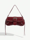 Studded baguette shoulder bag product view 1