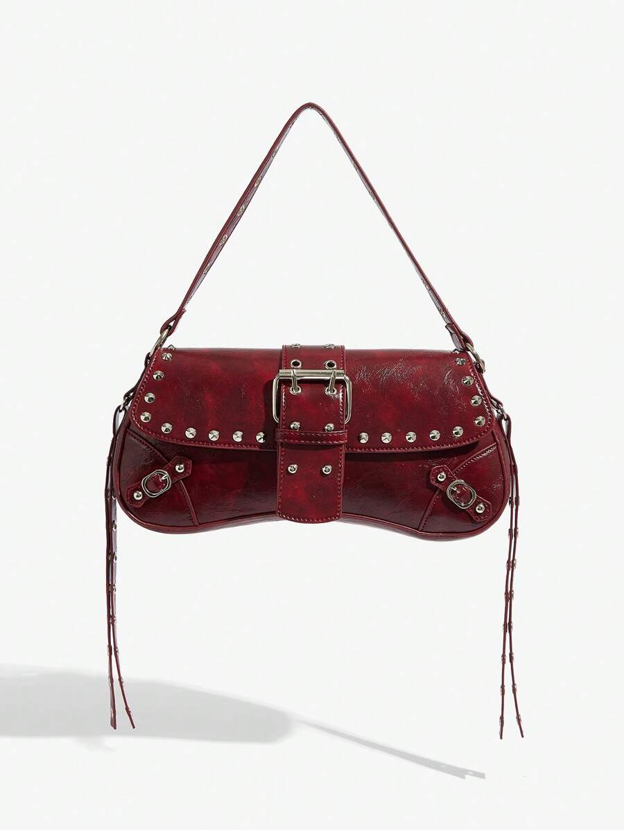 Studded baguette shoulder bag product view 1