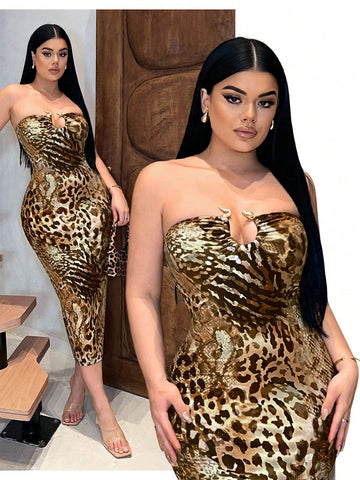 This trendy snake skin print tube dress brings bold style and a playful vibe to your summer nights. Its sleek, strapless design hugs your curves perfectly, making it an irresistible choice for clubbing or weekend parties. Lightweight and eye-catching, this dress lets you dance the night away with confidence and flair. Step out in style and turn heads wherever you go!
