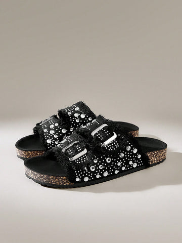 Step up your style game with these dazzling Solecia Rhinestone Brogues! These round toe flats are your new fashion BFFs, sparkling with eye-catching rhinestones that'll have everyone asking "Where'd you get those?!" Perfect for jazzing up casual outfits or dancing the night away at parties. Comfort meets glam in these versatile flats that transition effortlessly from day to night. Who says you can't sparkle AND be comfortable?