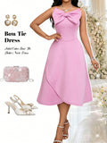 Get ready to slay this summer in our Trendy Solid Color Bow Tie Halter Neck Dress! With its chic and stylish design, this dress will have you turning heads wherever you go. The halter neck and bow tie add a flirty touch, making it perfect for all your summer looks. Upgrade your wardrobe now!