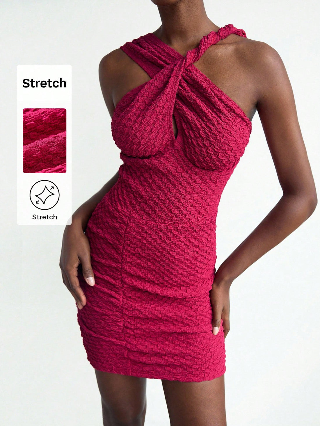 Step into summer fun with this Trendy Solid Color Textured Mini Dress featuring a playful criss-cross back design. Perfect for sunny vacations, its lightweight texture keeps you cool while the flattering mini length lets you show off your style with ease. Embrace breezy days and sparkling nights in a dress made to turn heads wherever your adventures take you!