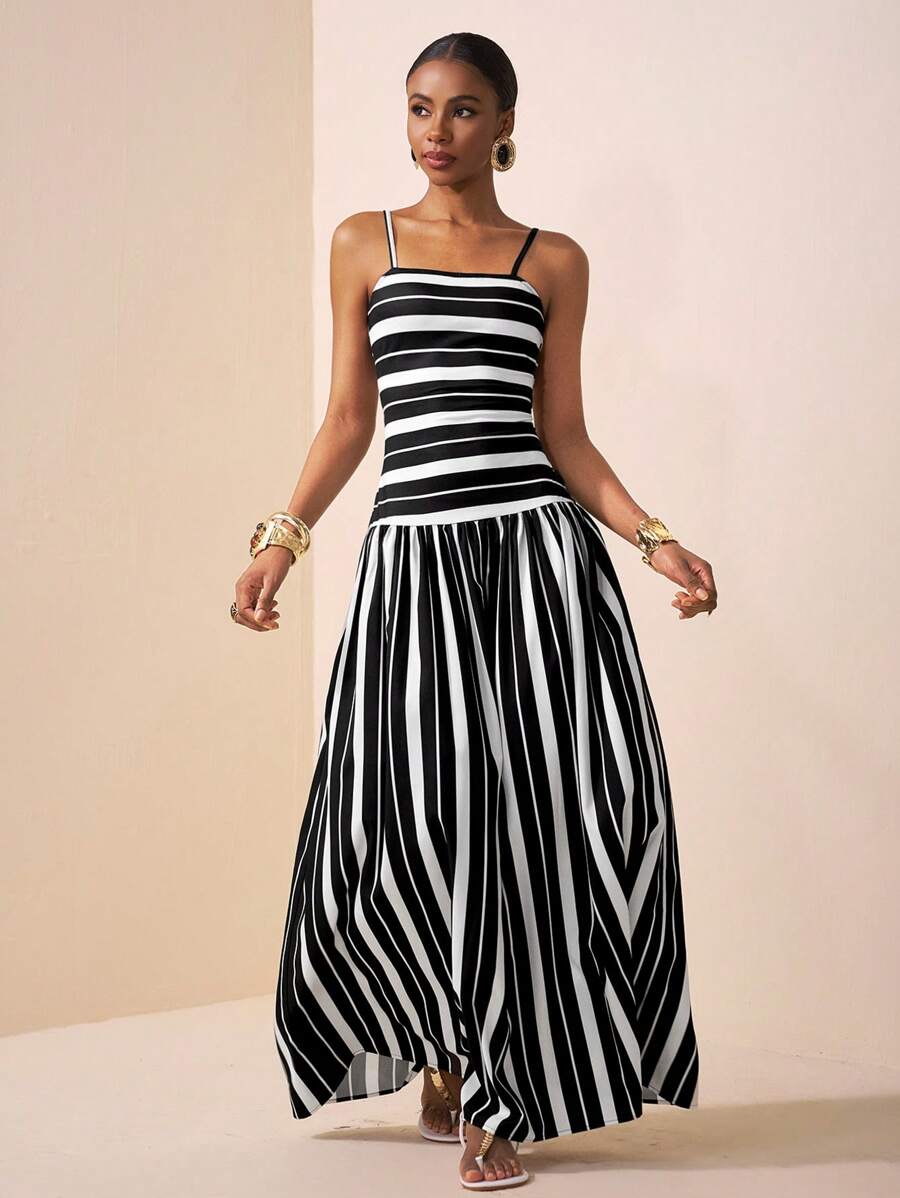 Dive into summer fun with this Trendy Summer Striped Maxi Dress! Its vibrant stripes bring a playful vibe perfect for music festivals, while the flowy silhouette keeps you cool on beach days. Whether you're dancing at a concert or strolling through town, this dress offers effortless style and comfort for all your sunny adventures.