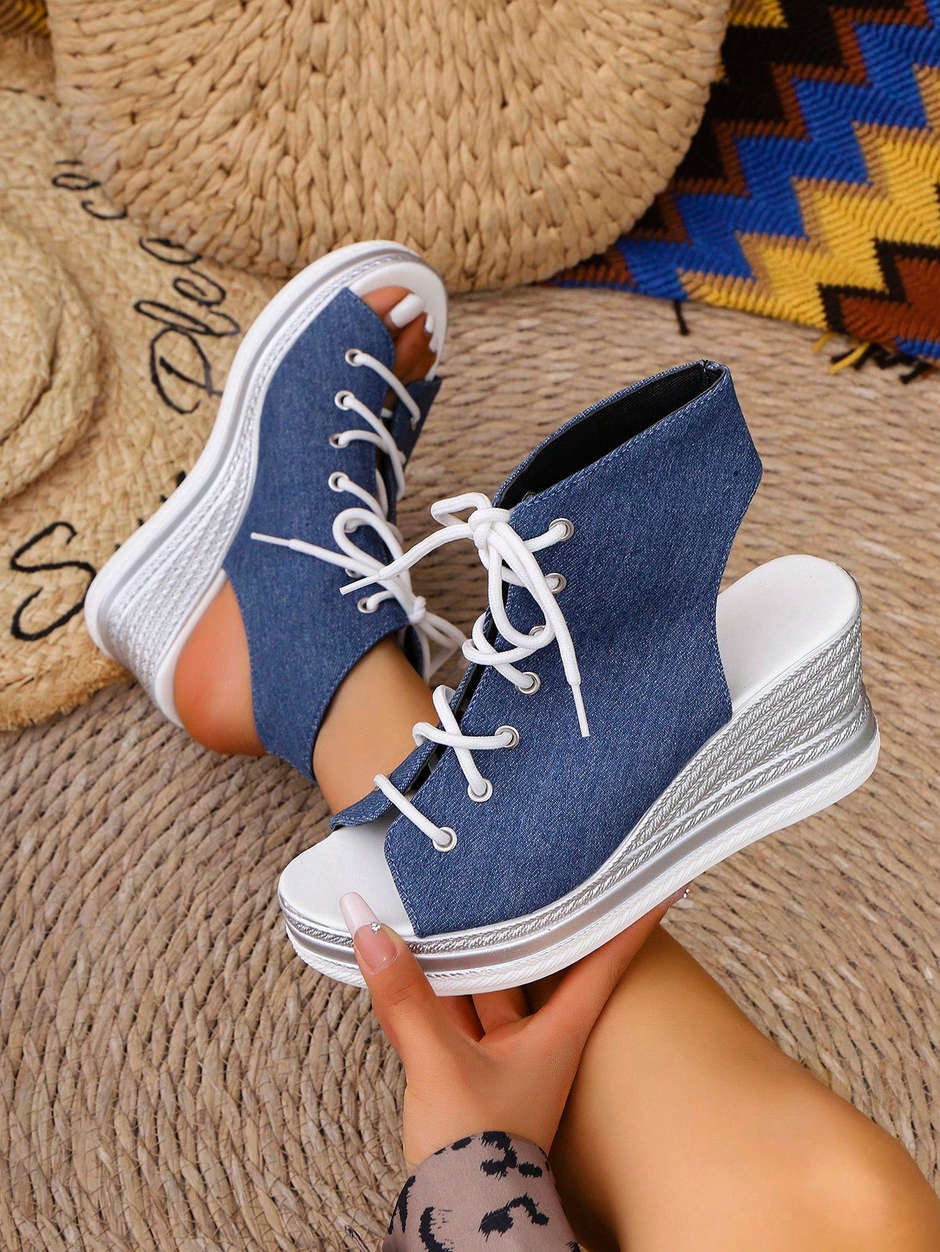 Step into summer fun with these trendy wedge sandals! Featuring a playful lace-up design and a sturdy platform, they add height without sacrificing comfort. The anti-slip sole keeps you steady whether you’re strolling the boardwalk or hitting a backyard BBQ. Perfectly versatile, they pair with everything from sundresses to shorts for effortless casual style. Embrace sunny days with shoes that keep you both chic and secure!