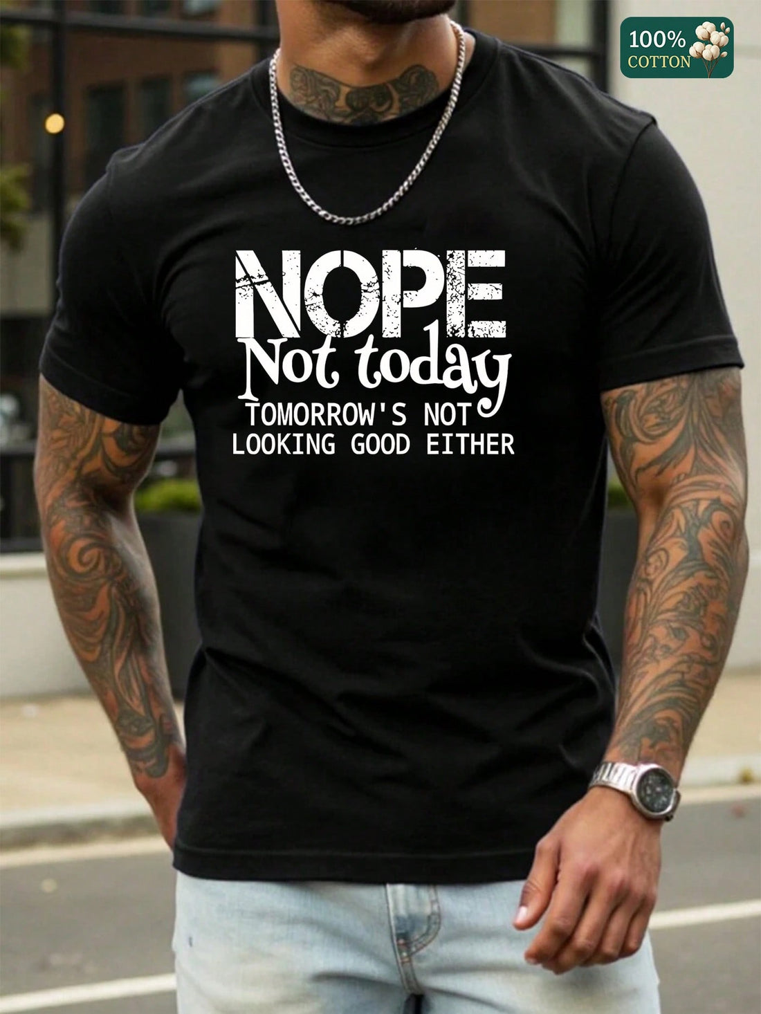 Stay cool and casual this summer with our trendy unisex graphic t-shirt featuring the cheeky "Nope, Not Today" print. Designed to add a touch of humor to your wardrobe, this soft, comfortable tee is perfect for lazy days or making a playful statement wherever you go. Its versatile style suits all genders, making it an effortless pick for any summer outing or chill day at home.