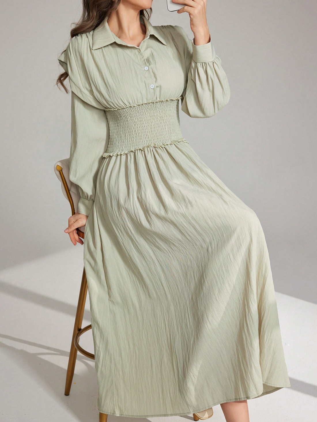 Dress to impress with our Trendy Casual Long Dress! Cinched at the waist for effortless style, this dress is perfect for any occasion. Say goodbye to stress and hello to easy, fashionable looks.
