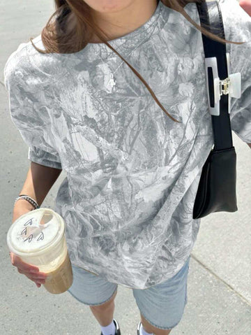 Image 1 - front view of Trendy Women’s Casual Loose Camouflage Print Short Sleeve T-Shirt for Effortless Style