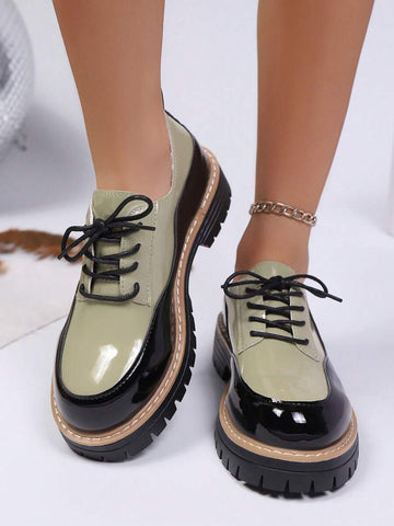 Step out in style with these Trendy Women’s Color Block Platform Loafers! Featuring a fun mix of colors, a comfy platform sole, and a casual round toe design, these lace-up flats add a playful pop to any outfit. Perfect for everyday adventures, they bring a blend of bold fashion and easy comfort to your look.