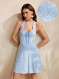 Flaunt your vacation vibes in this eye-catching knitted jacquard dress! With a flirty halter neckline and cheeky tie-up backless design, you'll turn heads whether you're sipping cocktails beachside or dancing under the stars. This casual-cool piece combines comfort and sass – perfect for packing light but making a big impression!