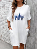 Get the ultimate effortless style with our Trendy Women's NY Print Short Sleeve Dress! The NY print adds a touch of urban cool to this dress, making it perfect for any occasion. With short sleeves, it's perfect for summer or layering in colder weather. Step up your fashion game with this must-have dress!