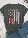 Show off your patriotic spirit with a fun twist in this trendy women’s short sleeve tee featuring a bold USA flag graphic. Perfect for casual outings or festive celebrations, this comfy top adds a splash of style and pride to any outfit. Lightweight and easy to wear, it’s your go-to for effortless, playful fashion all year round.
