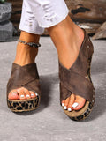 Step out in style with these trendy women's summer sandals featuring a bold leopard print and a thick platform sole. The open-toe gladiator slide design keeps your feet cool and comfy, perfect for sunny days and casual outings. Elevate your look effortlessly while enjoying all-day comfort with these playful, eye-catching sandals.