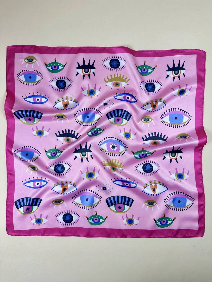Elevate your accessory game with this Y2K-inspired satin neckerchief featuring a bold eye print design. Crafted from smooth, lustrous satin fabric, this versatile piece works as a hair wrap, neck scarf, or headband—perfect for adding retro flair to any outfit. The lightweight material drapes beautifully without slipping, while the eye motif brings an edgy, fashion-forward vibe. Ideal for vintage lovers and trendsetters seeking that nostalgic early-2000s aesthetic. 