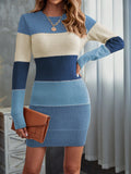 Step up your style game with our Triple Color Bodycon Sweater Dress. Made with cozy fabric, this dress is perfect for any occasion. Its bodycon design accentuates your curves while providing ultimate comfort. Elevate your look with our chic color combination. Available now.