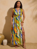 Embrace sunny days in this Tropical Floral Print Maxi Dress, designed with a playful self-tie wrap that flatters every figure. Perfect for vacation vibes, its breezy fabric and vibrant print keep you cool and stylish from beach strolls to sunset dinners. Let your summer wardrobe bloom with effortless charm!