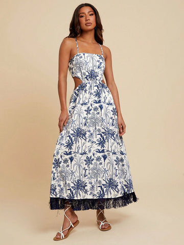 Bring sunshine wherever you go with this Tropical Floral Tasseled Spaghetti Strap Dress. Lightweight and breezy, its playful tassels and vibrant floral print make it a must-have for your summer getaway. Effortlessly stylish, it keeps you cool while turning heads on beach days or evening strolls. Ready to dance in the warm breeze? This dress is your perfect vacation companion.