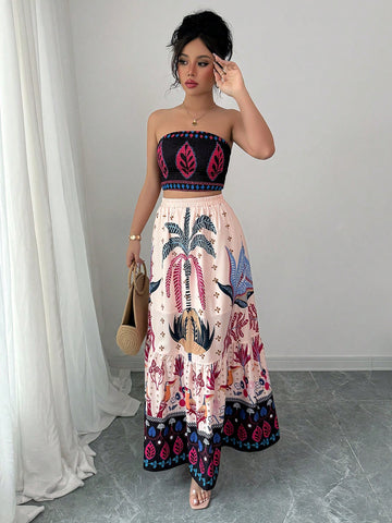 Escape to paradise with this vibrant two-piece vacation set! The halter top features a flattering neckline perfect for showing off your summer glow, while the coordinating mini skirt brings that lush botanical energy. Covered in eye-catching plant prints, this set screams tropical getaway whether you're lounging poolside or exploring island markets. Mix, match, or wear together—either way, you're ready for adventure. Pack light, travel far, and let your style do the talking!