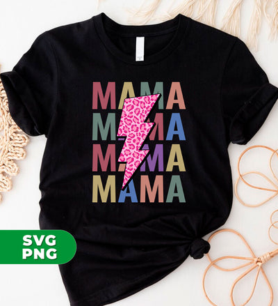 Mama Gift, Mother's Day Gift, Retro Mama, Pink Leopard Lightning, Digital Files, Png Sublimation