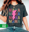 Mama Gift, Mother's Day Gift, Retro Mama, Pink Leopard Lightning, Digital Files, Png Sublimation