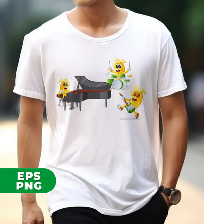 Banana Band, Banana Music Band, Banana Drum, Banana Guitarist, Banana Piano, Digital Files, Png Sublimation