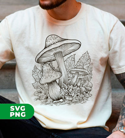 Aesthetic Mushroom, Cottagecore Design, Mushroom Lineart, Digital Files, Png Sublimation