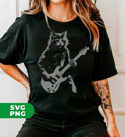 Cat Artist, Cat Guitarist, Love Music, Love Guitar, Music Lover, Digital Files, Png Sublimation