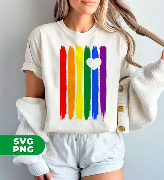 LGBT Flag, Pride In My Heart, LGBT Gift, LGBTQ+, Pride Month, Digital Files, Png Sublimation