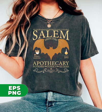 Salem Medicines, Salem Apothecary, Retro Halloween, Salem Witches, Salem 1692, Digital Files, Png Sublimation