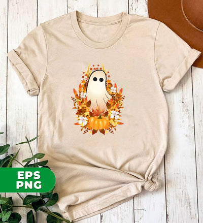 Retro Ghost, Vintage Floral Ghost, Floral Boo, Retro Fall, Vintage Halloween, Fall Halloween, Digital Files, Png Sublimation