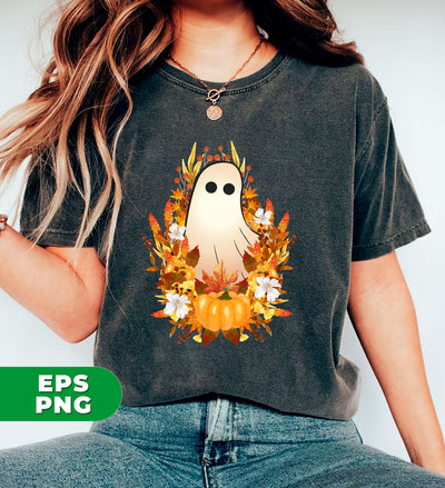 Retro Ghost, Vintage Floral Ghost, Floral Boo, Retro Fall, Vintage Halloween, Fall Halloween, Digital Files, Png Sublimation