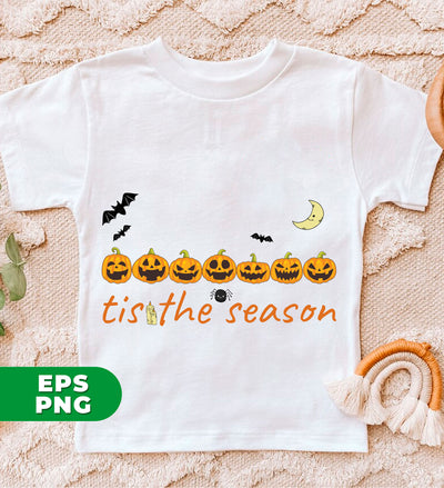 Tis The Season, Happy Halloween, Spooky Season, Pumpkins With Bats, Halloween Gift, Digital Files, Png Sublimation