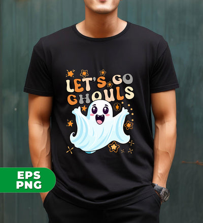 Happy Halloween, Let's Go Ghouls, Retro Fall Halloween, Halloween Gift, Cute Ghost, Vintage Boo, Digital Files, Png Sublimation