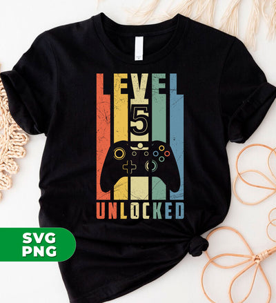 Level 5 Unlocked, Official 5th Birthday, Funny Birthday, Best 5th Birthday, Gamer Birthday, Digital Files, Png Sublimation