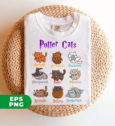 Vibrant Anime, Potter Cats, Love Cat, Funny Cat, Love Cats, Love Potter, Potter Lover, Digital Files, Png Sublimation