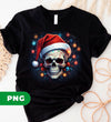 Cool Skull Wear A Red Santa Hat, Christmas Light, Merry Christmas, Digital Files, Png Sublimation