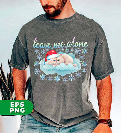 Leave Me Alone, Angry Cat, Cat Lying On A Cloud, Merry Christmas, Digital Files, Png Sublimation