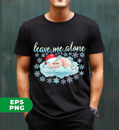 Leave Me Alone, Angry Cat, Cat Lying On A Cloud, Merry Christmas, Digital Files, Png Sublimation