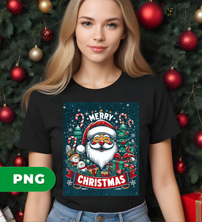 Merry Christmas, Xmas Poster, Santa Face, Xmas Gift, Xmas Tree, Digital Files, Png Sublimation