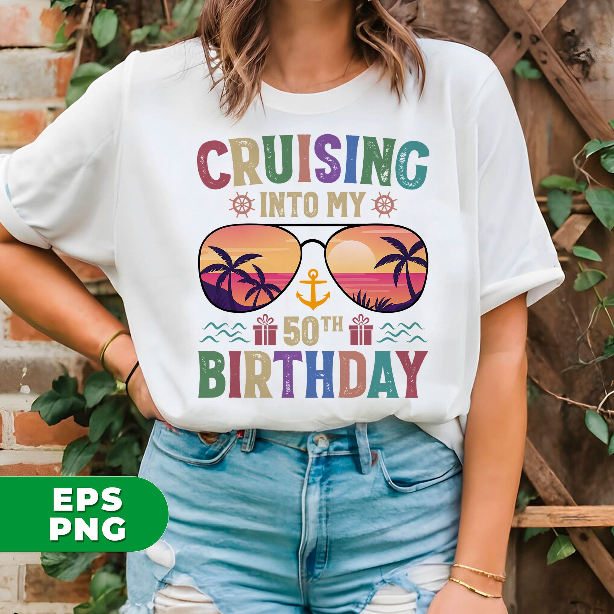 Cruising Into My 50th Birthday, Retro Birthday, Cruising Gift, Digital Files, Png Sublimation