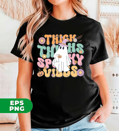 Thick Thighs Spooky Vibes, Cute Boo, Cute Ghost, Trendy Halloween, Happy Halloween, Digital Files, Png Sublimation