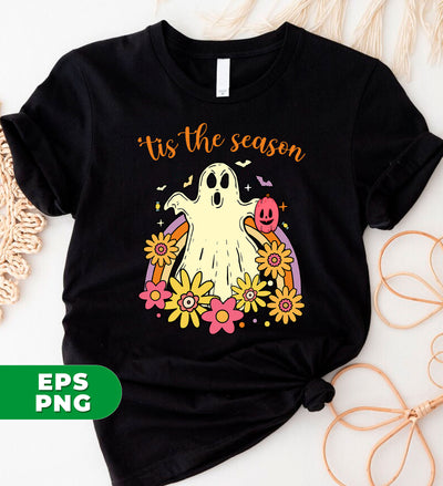 Tis The Season, Cute Boo, Cute Ghost, Flower And Rainbow, Digital Files, Png Sublimation