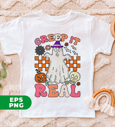 Creep It Real, Groovy Halloween, Cute Boo, Head Pumpkin, Skull, Digital Files, Png Sublimation