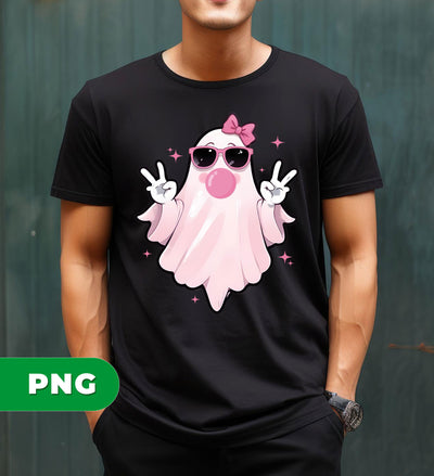 Cute Boo, Cute Pink Ghost, Boo Say Hi, Boo Blow Bubble Gum, Digital Files, Png Sublimation