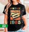 Vintage 1985, Birthday 1985 Retro, Classic 1985, Cassette 1985, Digital Files, Png Sublimation