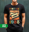 Vintage 1985, Birthday 1985 Retro, Classic 1985, Cassette 1985, Digital Files, Png Sublimation