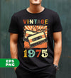 Vintage 1975, Birthday 1975 Retro, Classic 1975, Cassette 1975, Digital Files, Png Sublimation