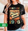 Vintage 1976, Birthday 1976 Retro, Classic 1976, Cassette 1976, Digital Files, Png Sublimation