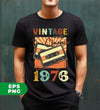 Vintage 1976, Birthday 1976 Retro, Classic 1976, Cassette 1976, Digital Files, Png Sublimation